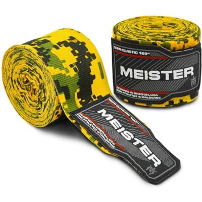 Meister 1 paar elastische katoenen bandages voor MMA en boksen, camouflagepatroon, legergroen, 457 cm Meister 1 paar elastische katoenen bandages voor MMA en boksen, camouflagepatroon, legergroen, 457 cm