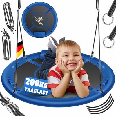 KESSER ® Vogelnestschommel, diameter 60 cm, belastbaar tot 200 kg, met kussen en 4 verstelbare handgrepen, voor kinderen en volwassenen, blauw KESSER ® Vogelnestschommel, diameter 60 cm, belastbaar tot 200 kg, met kussen en 4 verstelbare handgrepen, voor kinderen en volwassenen, blauw