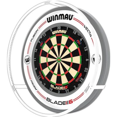 WINMAU Plasma dartbord in ijswit ultieme verlichting voor dartbord slank design met led-ring voor 360° schaduwvrije verlichting WINMAU Plasma dartbord in ijswit ultieme verlichting voor dartbord slank design met led-ring voor 360° schaduwvrije verlichting