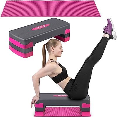 Neo-Sport Neosport Aerobics Stepbench met antislipmat, in hoogte verstelbaar, met 3 niveaus, trainingsapparaat voor kantoor en thuis Neo-Sport Neosport Aerobics Stepbench met antislipmat, in hoogte verstelbaar, met 3 niveaus, trainingsapparaat voor kantoor en thuis