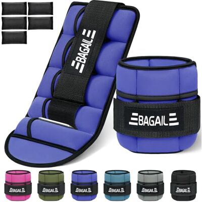 BAGAIL Set van 2 verstelbare enkelgewichten met afneembare zandzak, polsband en draagbare enkelband, 0,45 kg 1,6 kg, omtrek 15-31 cm, ideaal voor training BAGAIL Set van 2 verstelbare enkelgewichten met afneembare zandzak, polsband en draagbare enkelband, 0,45 kg 1,6 kg, omtrek 15-31 cm, ideaal voor training