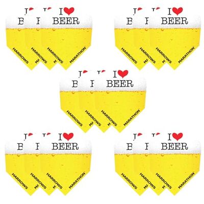 Harrows Set van 5 biervormige dartvinnen (in totaal 15 vinnen) 100 micron, extra sterk, gemaakt in Groot-Brittannië, professionele dartaccessoires Harrows Set van 5 biervormige dartvinnen (in totaal 15 vinnen) 100 micron, extra sterk, gemaakt in Groot-Brittannië, professionele dartaccessoires