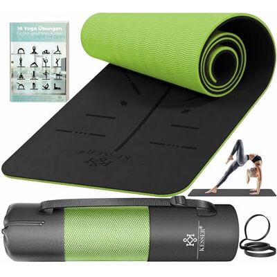 KESSER ® Turnmat met draagriem, TPE, gevoerd en antislip, 183 x 61 cm, voor fitness, training, yoga, pilates en gymnastiek, extra dik KESSER ® Turnmat met draagriem, TPE, gevoerd en antislip, 183 x 61 cm, voor fitness, training, yoga, pilates en gymnastiek, extra dik