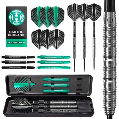 Harrows NX Elite Dartset 90% wolfraam stalen punt, 21 g tot 26 g, alle gewichten beschikbaar, enorme 17-delige set met reservestangen, Prime vleugels en reisetui 24 g Harrows NX Elite Dartset 90% wolfraam stalen punt, 21 g tot 26 g, alle gewichten beschikbaar, enorme 17-delige set met reservestangen, Prime vleugels en reisetui 24 g