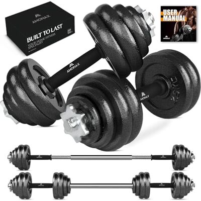 Amonax Halter voor krachttraining, 15, 20, 30 kg, alternatieve halterstang, verstelbaar, voor heren en dames, sport, thuis, materiaal, gewicht thuis, gewichtheffen, set halters voor fitness, dumbbell Amonax Halter voor krachttraining, 15, 20, 30 kg, alternatieve halterstang, verstelbaar, voor heren en dames, sport, thuis, materiaal, gewicht thuis, gewichtheffen, set halters voor fitness, dumbbell