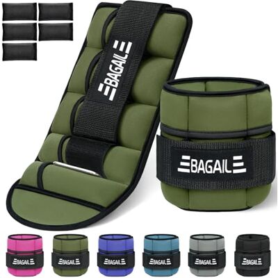 BAGAIL Set van 2 verstelbare enkelgewichten met afneembare zandzak, polsband en draagbare enkelband, 0,45 kg 1,6 kg, omtrek 15-31 cm, ideaal voor training BAGAIL Set van 2 verstelbare enkelgewichten met afneembare zandzak, polsband en draagbare enkelband, 0,45 kg 1,6 kg, omtrek 15-31 cm, ideaal voor training