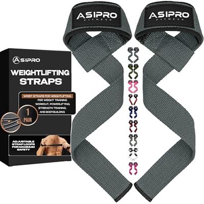 ASIPRO Weight lifting straps, gym, voor gewichtheffen, riemen, gewatteerd, fitness voor deadlifting, powerlifting voor dames en heren ASIPRO Weight lifting straps, gym, voor gewichtheffen, riemen, gewatteerd, fitness voor deadlifting, powerlifting voor dames en heren