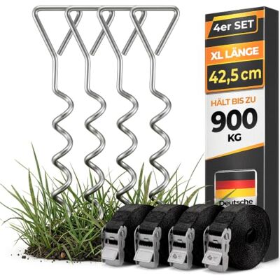 Monzana Ankerharingen, spiraal, spanbanden, ankerset, weerstand, 900 kg, roestvrij staal, bevestigingen voor trampoline, veiligheid Monzana Ankerharingen, spiraal, spanbanden, ankerset, weerstand, 900 kg, roestvrij staal, bevestigingen voor trampoline, veiligheid
