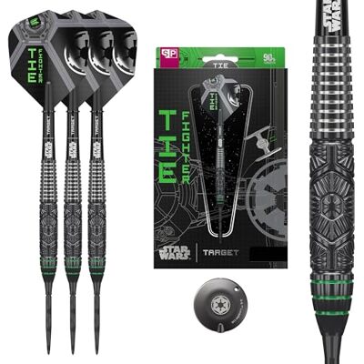 Target Darts Star Wars Tie Fighter 90% wolfraam Steel Tip Darts, 23G/24G/25G, zwarte onyx Zwitserse Storm-punten, Pro Grip-schachten, Tie-Fighter nr. 6 Pro Ultra-vleugels en Zwitsers puntgereedschap Target Darts Star Wars Tie Fighter 90% wolfraam Steel Tip Darts, 23G/24G/25G, zwarte onyx Zwitserse Storm-punten, Pro Grip-schachten, Tie-Fighter nr. 6 Pro Ultra-vleugels en Zwitsers puntgereedschap