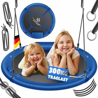 KESSER Vogelnestschommel, diameter 100 cm, belastbaar tot 300 kg, met kussen en 4 verstelbare handgrepen, voor kinderen en volwassenen, blauw KESSER Vogelnestschommel, diameter 100 cm, belastbaar tot 300 kg, met kussen en 4 verstelbare handgrepen, voor kinderen en volwassenen, blauw