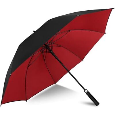 ZOMAKE Grote golfparaplu, L, golfparaplu, groot formaat, 1-2 personen, anti-storm, extra groot, automatisch, dubbele luifel, voor heren en dames (zwart/rood-nieuw) 54Inch/137Cm ZOMAKE Grote golfparaplu, L, golfparaplu, groot formaat, 1-2 personen, anti-storm, extra groot, automatisch, dubbele luifel, voor heren en dames (zwart/rood-nieuw) 54Inch/137Cm