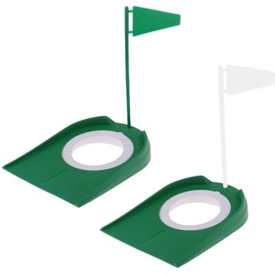 GERUI 2 stuks golftrainingsputters van kunststof voor binnen en buiten, verstelbaar gat en vlag, putting mat voor golftraining GERUI 2 stuks golftrainingsputters van kunststof voor binnen en buiten, verstelbaar gat en vlag, putting mat voor golftraining