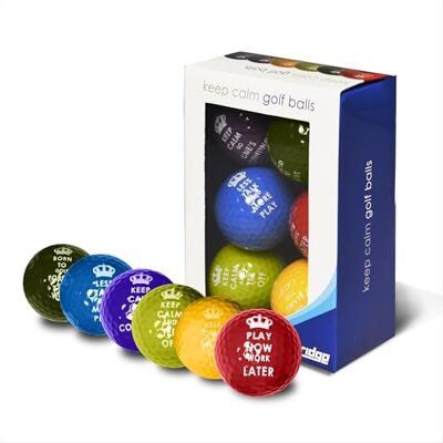 Longridge Keep Calm golfballen, meerkleurig, 6 stuks Longridge Keep Calm golfballen, meerkleurig, 6 stuks