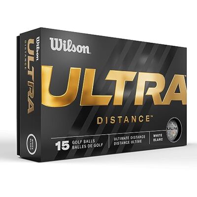 Wilson Staff Golfballen, ultra afstand, tweedelige golfbal, 15 ballen, wit Wilson Staff Golfballen, ultra afstand, tweedelige golfbal, 15 ballen, wit