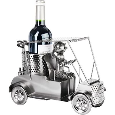 BRUBAKER Golfmachine flessenhouder in golfwagen metalen golfsculptuur, cadeau voor golfliefhebbers en sportfans wijndecoratie wijnfleshouder met cadeaukaart BRUBAKER Golfmachine flessenhouder in golfwagen metalen golfsculptuur, cadeau voor golfliefhebbers en sportfans wijndecoratie wijnfleshouder met cadeaukaart
