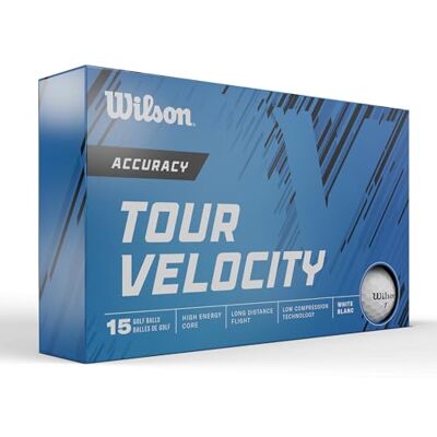 Wilson Tour Velocity Golfbal, uniseks, wit/blauw, eenheidsmaat Wilson Tour Velocity Golfbal, uniseks, wit/blauw, eenheidsmaat