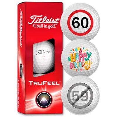 Titleist Trufeel 3 stuks Happy Birthday golfballen, cadeau voor golfers, cadeau-idee Titleist Trufeel 3 stuks Happy Birthday golfballen, cadeau voor golfers, cadeau-idee