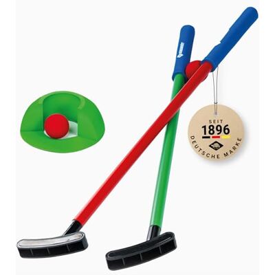 Schildkröt Mini-golfset voor kinderen, complete set met 2 clubs, 2 schuimballen en doelwit, binnen en buiten, golfspel, educatief spel voor coördinatie en beweging vanaf 4 jaar Schildkröt Mini-golfset voor kinderen, complete set met 2 clubs, 2 schuimballen en doelwit, binnen en buiten, golfspel, educatief spel voor coördinatie en beweging vanaf 4 jaar