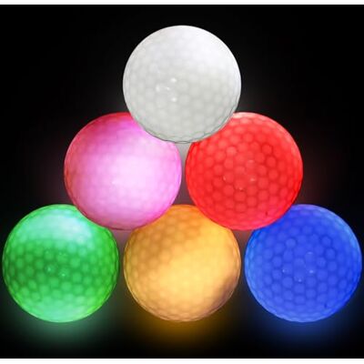 Leikurvo 6 stuks led-golfballen, verlichte golftrainingsballen, voor nachttraining en langeafstandsschoten (rood, geel, groen, blauw, wit, roze) Leikurvo 6 stuks led-golfballen, verlichte golftrainingsballen, voor nachttraining en langeafstandsschoten (rood, geel, groen, blauw, wit, roze)