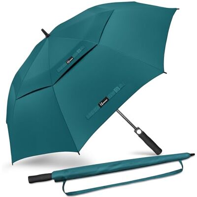 NINEMAX Golfparaplu, 130/137/157/172,7 cm, automatische opening, grote geventileerde luifel, oversized, winddicht, waterdicht, Blauwe Meer 62Inch/157CM NINEMAX Golfparaplu, 130/137/157/172,7 cm, automatische opening, grote geventileerde luifel, oversized, winddicht, waterdicht, Blauwe Meer 62Inch/157CM