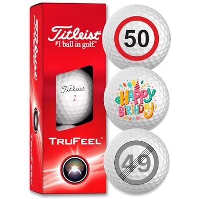 Titleist Trufeel 3 stuks Happy Birthday golfballen, cadeau voor golfers, cadeau-idee Titleist Trufeel 3 stuks Happy Birthday golfballen, cadeau voor golfers, cadeau-idee