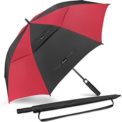 NINEMAX Grote Golfparaplu 62 Inch Extra Grote Golfparaplu's Dubbele Luifel,Winddicht,Stevig,Automatische Opening,Herenparaplu, Zwart/Rood XL / 157CM NINEMAX Grote Golfparaplu 62 Inch Extra Grote Golfparaplu's Dubbele Luifel,Winddicht,Stevig,Automatische Opening,Herenparaplu, Zwart/Rood XL / 157CM