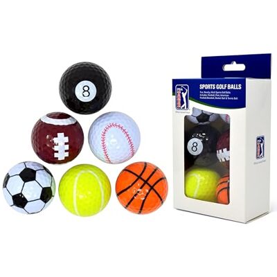 PGA TOUR Unieke Fun Sport golfballen (set van 6), meerkleurig, PGAT167 PGA TOUR Unieke Fun Sport golfballen (set van 6), meerkleurig, PGAT167