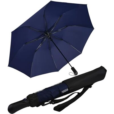 iX-brella XXL glasvezel golfparaplu 124 cm met automatisch systeem, Blauwe badge iX-brella XXL glasvezel golfparaplu 124 cm met automatisch systeem, Blauwe badge