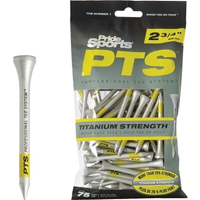 PrideSports Longridge Pride PTS Titanium T-stukken, 70 mm, zwart/geel, 75 stuks PrideSports Longridge Pride PTS Titanium T-stukken, 70 mm, zwart/geel, 75 stuks