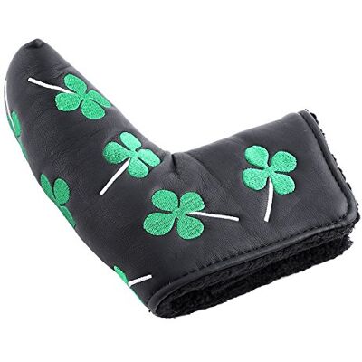 Nikou Putter Clover Golf Headcover Blade Cover, accessoire met vier vellen PU voor activiteit (zwart) Nikou Putter Clover Golf Headcover Blade Cover, accessoire met vier vellen PU voor activiteit (zwart)