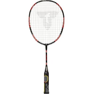 Talbot Torro leren badmintonschläger ELI Junior, gekrulde lengte 58 cm, leergreep, druppelkop, ideaal voor schoolsport en training, zwart/geel-blauw Talbot Torro leren badmintonschläger ELI Junior, gekrulde lengte 58 cm, leergreep, druppelkop, ideaal voor schoolsport en training, zwart/geel-blauw