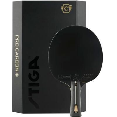 STIGA Raquette de Ping-Pong Pro Carbon + Technologie Carbon Touch Manche Concave Revêtement Caoutchouc 5 Étoiles ITTF Approuvé Idéale pour Compétitions Officielles Noir/Rouge STIGA Raquette de Ping-Pong Pro Carbon + Technologie Carbon Touch Manche Concave Revêtement Caoutchouc 5 Étoiles ITTF Approuvé Idéale pour Compétitions Officielles Noir/Rouge
