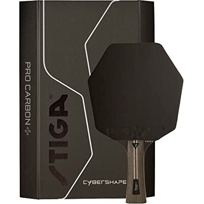 STIGA Pro Carbon+ Cybershape 5-sterren professioneel tafeltennisbatje met zeshoekige vorm voor aanvallende spelers STIGA Pro Carbon+ Cybershape 5-sterren professioneel tafeltennisbatje met zeshoekige vorm voor aanvallende spelers