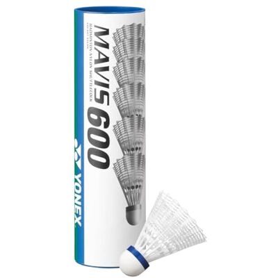 Yonex Mavis 600 nylon stuurwielen (6 per buis), wit, medium Yonex Mavis 600 nylon stuurwielen (6 per buis), wit, medium