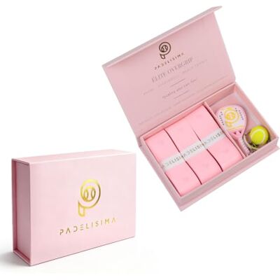Padelísima Grip Padel Pink, set van 3 overgrips in doos incl Overgrip Elite Pink, absorberende en antislip handgrepen, voelt zacht aan. Voor padel, tennis en pickleball Padelísima Grip Padel Pink, set van 3 overgrips in doos incl Overgrip Elite Pink, absorberende en antislip handgrepen, voelt zacht aan. Voor padel, tennis en pickleball