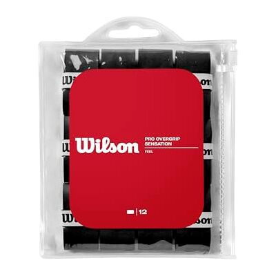 Wilson Pro OG Sensation 12PK BK Overgrip voor volwassenen, uniseks, zwart, eenheidsmaat Wilson Pro OG Sensation 12PK BK Overgrip voor volwassenen, uniseks, zwart, eenheidsmaat