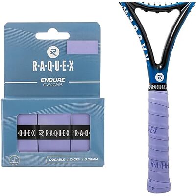 Raquex Endure-rackettape, 3 stuks, overgriptape voor rackets, dikte 0,75 mm, antislip, voor tennisrackets, badminton, squash, padel Raquex Endure-rackettape, 3 stuks, overgriptape voor rackets, dikte 0,75 mm, antislip, voor tennisrackets, badminton, squash, padel