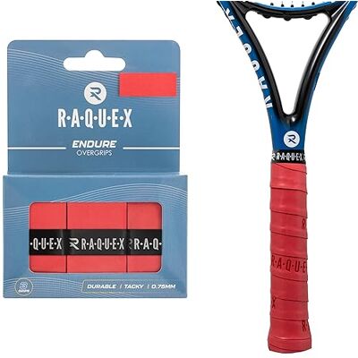 Raquex Endure-rackettape, 3 stuks, overgriptape voor rackets, dikte 0,75 mm, antislip, voor tennisrackets, badminton, squash, padel Raquex Endure-rackettape, 3 stuks, overgriptape voor rackets, dikte 0,75 mm, antislip, voor tennisrackets, badminton, squash, padel