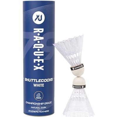 Raquex Badmintonstuurwielen – geel/wit, buis van 6 stuks – stuurwielen van volledig natuurlijke kurk, nylon veren – drie snelheidsopties – duurzame badmintonshuttles voor binnen en buiten Raquex Badmintonstuurwielen – geel/wit, buis van 6 stuks – stuurwielen van volledig natuurlijke kurk, nylon veren – drie snelheidsopties – duurzame badmintonshuttles voor binnen en buiten