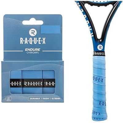Raquex Endure-rackettape, 3 stuks, overgriptape voor rackets, dikte 0,75 mm, antislip, voor tennisrackets, badminton, squash, padel Raquex Endure-rackettape, 3 stuks, overgriptape voor rackets, dikte 0,75 mm, antislip, voor tennisrackets, badminton, squash, padel