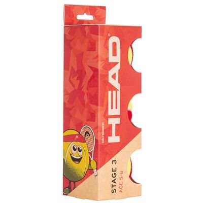HEAD 3B STAGE 3 tennisbal voor kinderen, rood HEAD 3B STAGE 3 tennisbal voor kinderen, rood