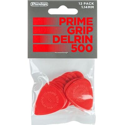 Dunlop 450P114 plectrums Delrin 500 Prime Grip 1,14 mm, 12 stuks Dunlop 450P114 plectrums Delrin 500 Prime Grip 1,14 mm, 12 stuks