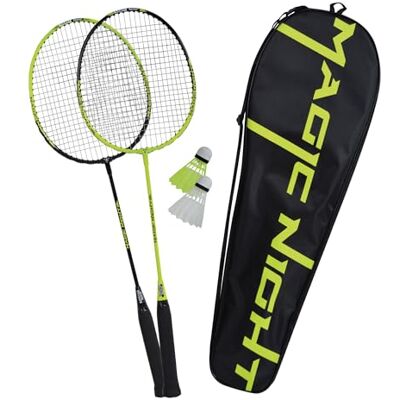 Talbot Torro 449405 Magic Night Badmintonset met 2 rackets en 2 led-stuurwielen voor het nachtspel in een hoogwaardige tas Talbot Torro 449405 Magic Night Badmintonset met 2 rackets en 2 led-stuurwielen voor het nachtspel in een hoogwaardige tas