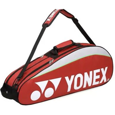 Yonex Badmintontas voor tennisrackets, badminton en squash, blauw, zwart, rood, geel, roze en groen, voor maximaal 6 rackets + 3 zijzakken + schoenenvak Yonex Badmintontas voor tennisrackets, badminton en squash, blauw, zwart, rood, geel, roze en groen, voor maximaal 6 rackets + 3 zijzakken + schoenenvak