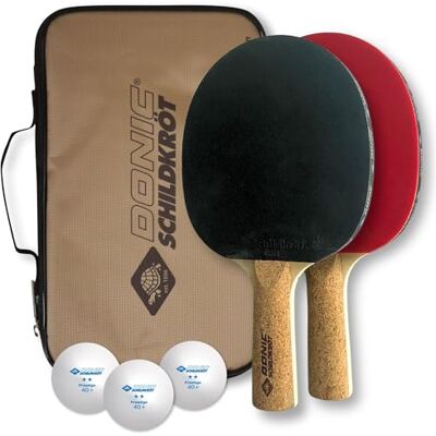 Schildkröt Donic Persson 500 Tafeltennisset, 2 rackets met kurkhandvat, 3 ballen met 2 sterren, hoogwaardige draagtas Schildkröt Donic Persson 500 Tafeltennisset, 2 rackets met kurkhandvat, 3 ballen met 2 sterren, hoogwaardige draagtas
