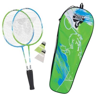 Talbot Torro 2-Attacker Junior Badmintonset, 2 verkorte stalen rackets (53 cm), 2 robuuste stuurwielen, draagtas met verstelbare schouderriem Talbot Torro 2-Attacker Junior Badmintonset, 2 verkorte stalen rackets (53 cm), 2 robuuste stuurwielen, draagtas met verstelbare schouderriem