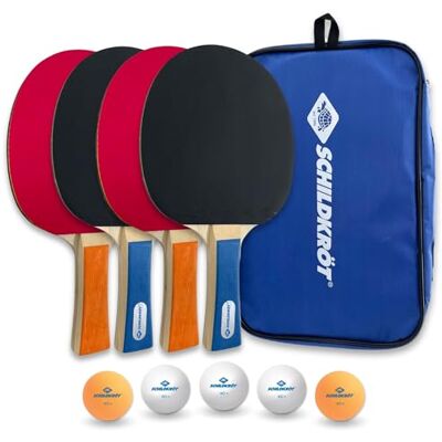 Schildkröt Donic- Hobby tafeltennisset voor 4 spelers, 4 rackets, 5 ballen, in transporttas, 788603 Schildkröt Donic- Hobby tafeltennisset voor 4 spelers, 4 rackets, 5 ballen, in transporttas, 788603
