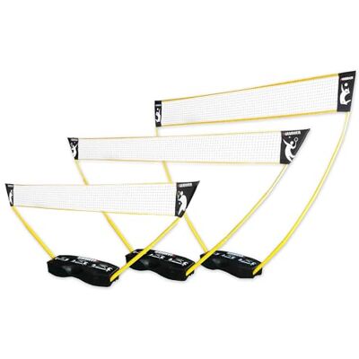 HAMMER 3-in-1 set voor volleybal, badminton & tennis, plezier voor jong en oud, met draagkoffer/paalstandaard, lichte montage, snel opgeborgen en gemakkelijk te vervoeren HAMMER 3-in-1 set voor volleybal, badminton & tennis, plezier voor jong en oud, met draagkoffer/paalstandaard, lichte montage, snel opgeborgen en gemakkelijk te vervoeren