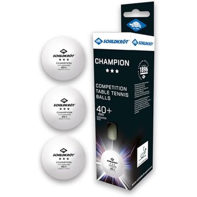 Schildkröt 608540 Champion ITTF Tafeltennisballen, 3 sterren, kwaliteit Poly 40+, wit Schildkröt 608540 Champion ITTF Tafeltennisballen, 3 sterren, kwaliteit Poly 40+, wit