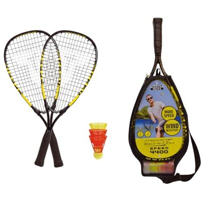 Talbot Torro Speed-Badminton Speed 4400 aluminium racketset, praktische rackets, 54,5 cm, 3 windstoppers in trendy zak met mesh voor, 2 stuks Talbot Torro Speed-Badminton Speed 4400 aluminium racketset, praktische rackets, 54,5 cm, 3 windstoppers in trendy zak met mesh voor, 2 stuks
